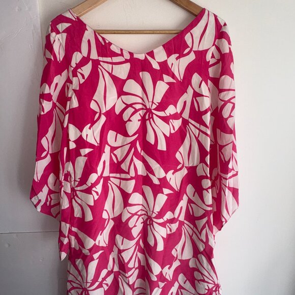 Lilly Pulitzer Genevieve Dress "Wish You Were Here" Pink 100% Silk Size 4 - Picture 7 of 9